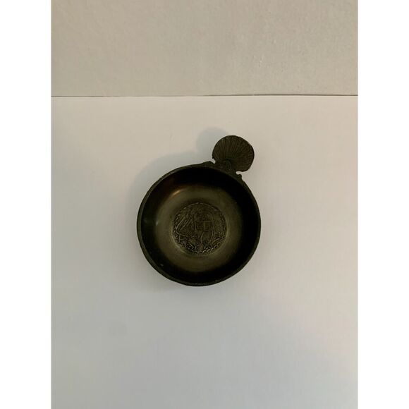 Antique 19th Century French Pewter Wine Taster Marked Crown Hallmarks 4 in Shell - Picture 8 of 14